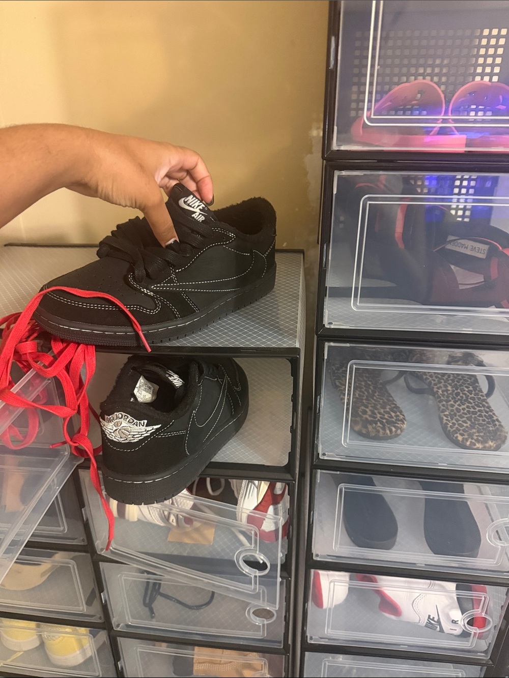 Jordan Black Low-Top Sneakers with Red Laces